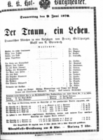 Theaterzettel (Oper und Burgtheater in Wien) 18700609 Seite: 1