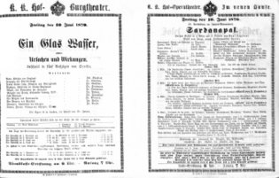 Theaterzettel (Oper und Burgtheater in Wien) 18700610 Seite: 1