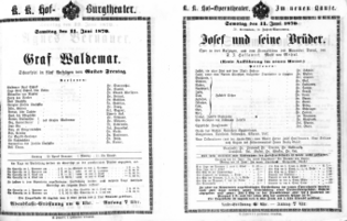 Theaterzettel (Oper und Burgtheater in Wien) 18700611 Seite: 1