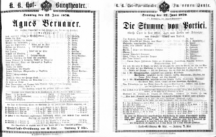 Theaterzettel (Oper und Burgtheater in Wien) 18700612 Seite: 1
