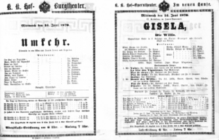 Theaterzettel (Oper und Burgtheater in Wien) 18700615 Seite: 1