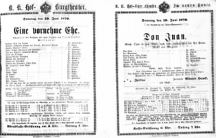 Theaterzettel (Oper und Burgtheater in Wien) 18700619 Seite: 1