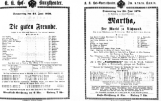 Theaterzettel (Oper und Burgtheater in Wien) 18700623 Seite: 1