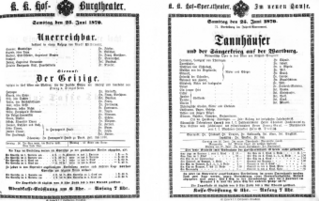 Theaterzettel (Oper und Burgtheater in Wien) 18700625 Seite: 1