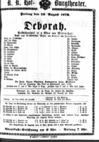 Theaterzettel (Oper und Burgtheater in Wien) 18700819 Seite: 1