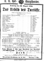 Theaterzettel (Oper und Burgtheater in Wien) 18700820 Seite: 1