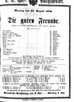 Theaterzettel (Oper und Burgtheater in Wien) 18700822 Seite: 1