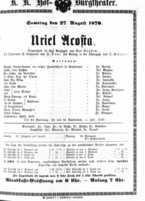 Theaterzettel (Oper und Burgtheater in Wien) 18700827 Seite: 1