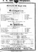 Theaterzettel (Oper und Burgtheater in Wien) 18700829 Seite: 1