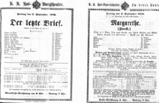 Theaterzettel (Oper und Burgtheater in Wien) 18700902 Seite: 1