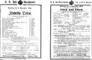 Theaterzettel (Oper und Burgtheater in Wien) 18700903 Seite: 1