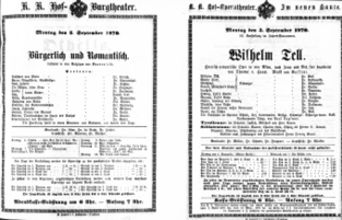 Theaterzettel (Oper und Burgtheater in Wien) 18700905 Seite: 1