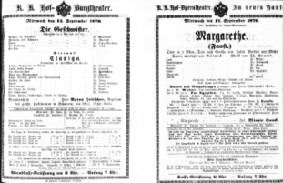 Theaterzettel (Oper und Burgtheater in Wien) 18700914 Seite: 1