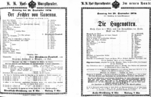 Theaterzettel (Oper und Burgtheater in Wien) 18700918 Seite: 1