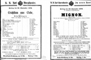 Theaterzettel (Oper und Burgtheater in Wien) 18700923 Seite: 1
