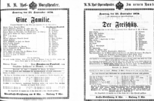 Theaterzettel (Oper und Burgtheater in Wien) 18700924 Seite: 1