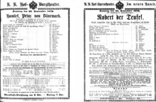 Theaterzettel (Oper und Burgtheater in Wien) 18700925 Seite: 1