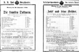 Theaterzettel (Oper und Burgtheater in Wien) 18700926 Seite: 1