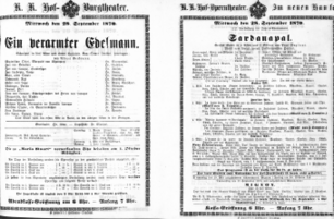 Theaterzettel (Oper und Burgtheater in Wien) 18700928 Seite: 1