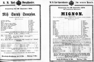 Theaterzettel (Oper und Burgtheater in Wien) 18700929 Seite: 1