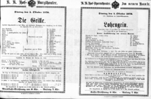 Theaterzettel (Oper und Burgtheater in Wien) 18701004 Seite: 1