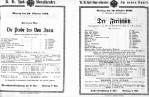Theaterzettel (Oper und Burgtheater in Wien) 18701010 Seite: 1