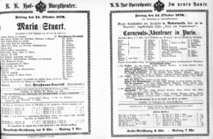 Theaterzettel (Oper und Burgtheater in Wien) 18701014 Seite: 1