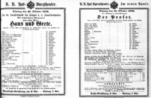 Theaterzettel (Oper und Burgtheater in Wien) 18701018 Seite: 1