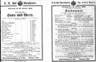 Theaterzettel (Oper und Burgtheater in Wien) 18701019 Seite: 1