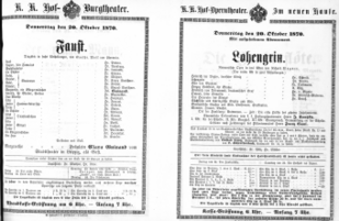 Theaterzettel (Oper und Burgtheater in Wien) 18701020 Seite: 1