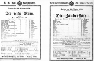 Theaterzettel (Oper und Burgtheater in Wien) 18701021 Seite: 1