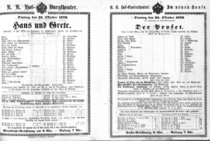 Theaterzettel (Oper und Burgtheater in Wien) 18701025 Seite: 1