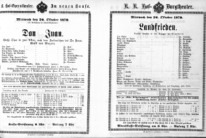 Theaterzettel (Oper und Burgtheater in Wien) 18701026 Seite: 1