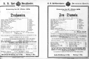 Theaterzettel (Oper und Burgtheater in Wien) 18701027 Seite: 1
