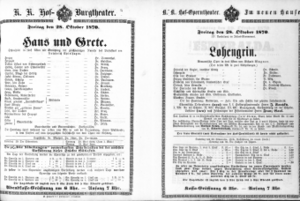 Theaterzettel (Oper und Burgtheater in Wien) 18701028 Seite: 1