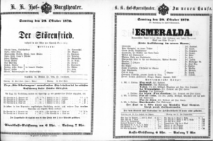 Theaterzettel (Oper und Burgtheater in Wien) 18701029 Seite: 1