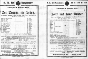 Theaterzettel (Oper und Burgtheater in Wien) 18701101 Seite: 1