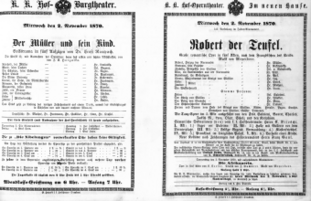 Theaterzettel (Oper und Burgtheater in Wien) 18701102 Seite: 1