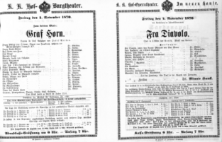 Theaterzettel (Oper und Burgtheater in Wien) 18701104 Seite: 1