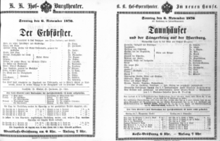 Theaterzettel (Oper und Burgtheater in Wien) 18701106 Seite: 1