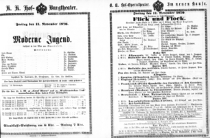 Theaterzettel (Oper und Burgtheater in Wien) 18701111 Seite: 1