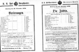 Theaterzettel (Oper und Burgtheater in Wien) 18701112 Seite: 1