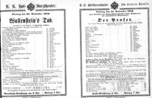 Theaterzettel (Oper und Burgtheater in Wien) 18701115 Seite: 1