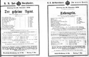 Theaterzettel (Oper und Burgtheater in Wien) 18701119 Seite: 1