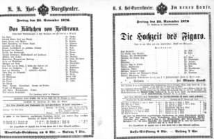 Theaterzettel (Oper und Burgtheater in Wien) 18701125 Seite: 1