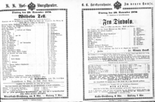 Theaterzettel (Oper und Burgtheater in Wien) 18701129 Seite: 1