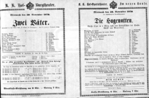 Theaterzettel (Oper und Burgtheater in Wien) 18701130 Seite: 1