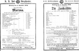 Theaterzettel (Oper und Burgtheater in Wien) 18701204 Seite: 1