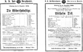 Theaterzettel (Oper und Burgtheater in Wien) 18701206 Seite: 1