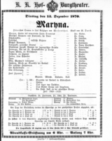 Theaterzettel (Oper und Burgtheater in Wien) 18701213 Seite: 1